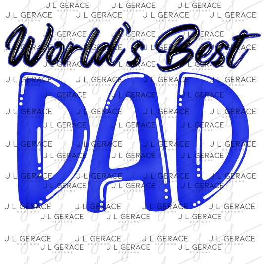 World’s Best Dad PNG – Blue Glossy Typography Design for Father’s Day