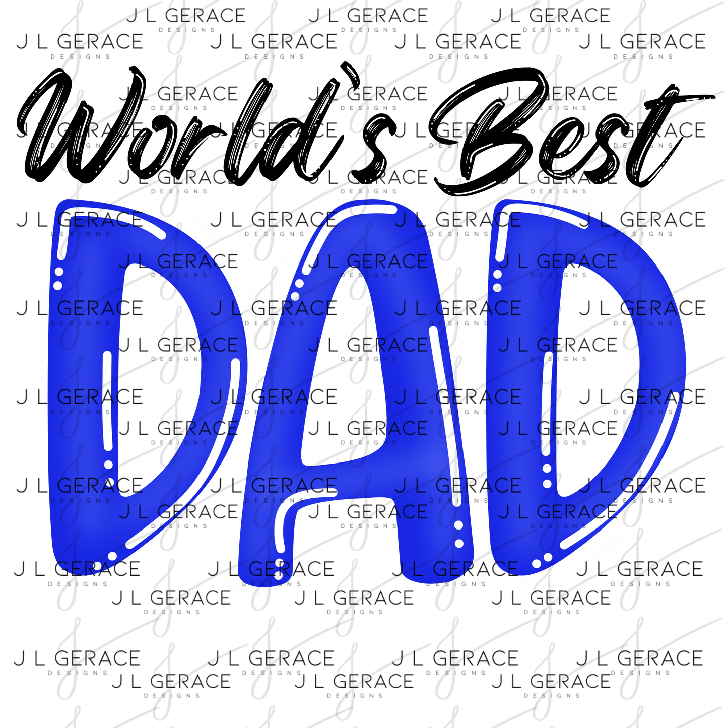 World’s Best Dad PNG – Blue Glossy Typography Design for Father’s Day