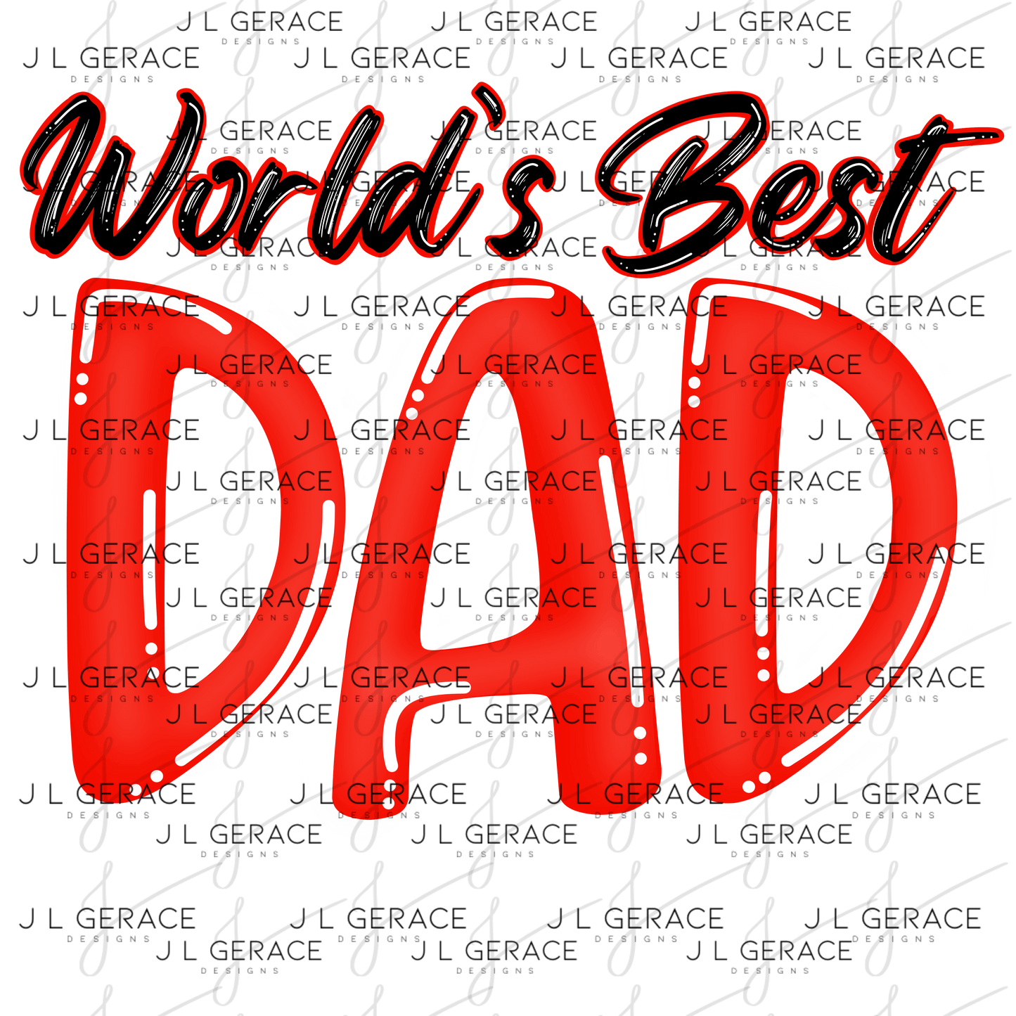 World’s Best Dad PNG – Red Glossy Typography Design for Father’s Day