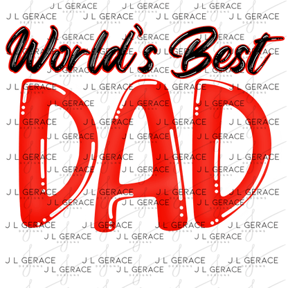 World’s Best Dad PNG – Red Glossy Typography Design for Father’s Day