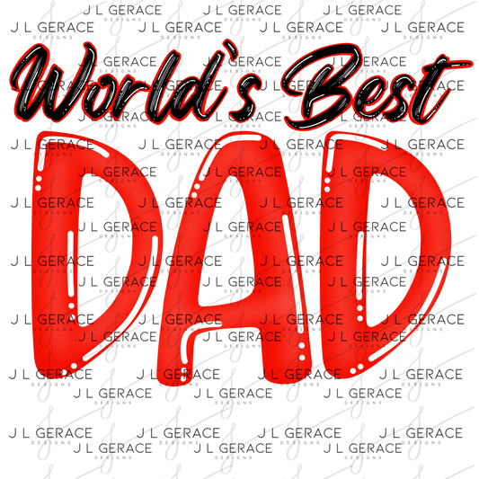 World’s Best Dad PNG – Red Glossy Typography Design for Father’s Day