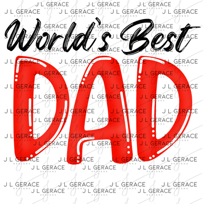 World’s Best Dad PNG – Red Glossy Typography Design for Father’s Day