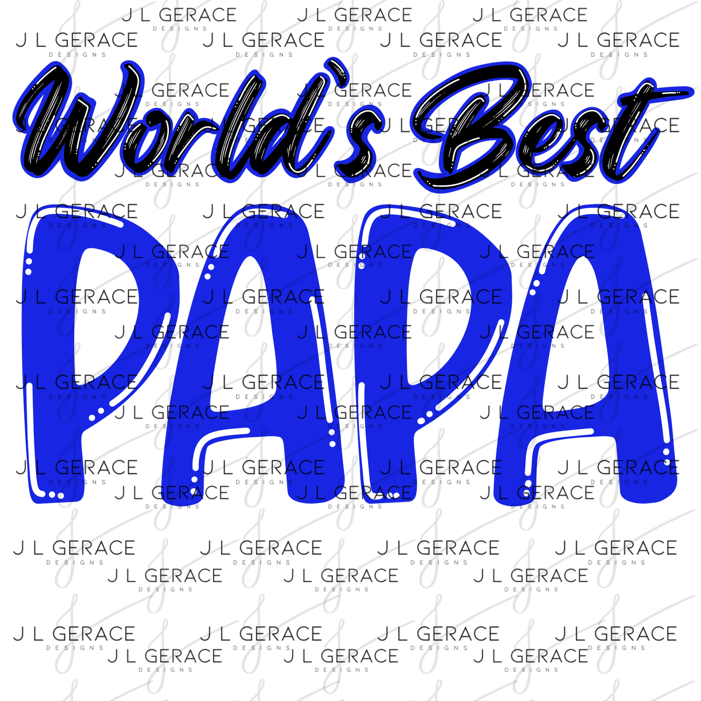World’s Best Papa PNG – Blue Glossy Typography Design