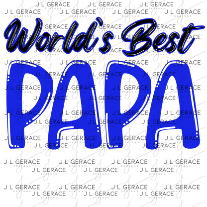 World’s Best Papa PNG – Blue Glossy Typography Design