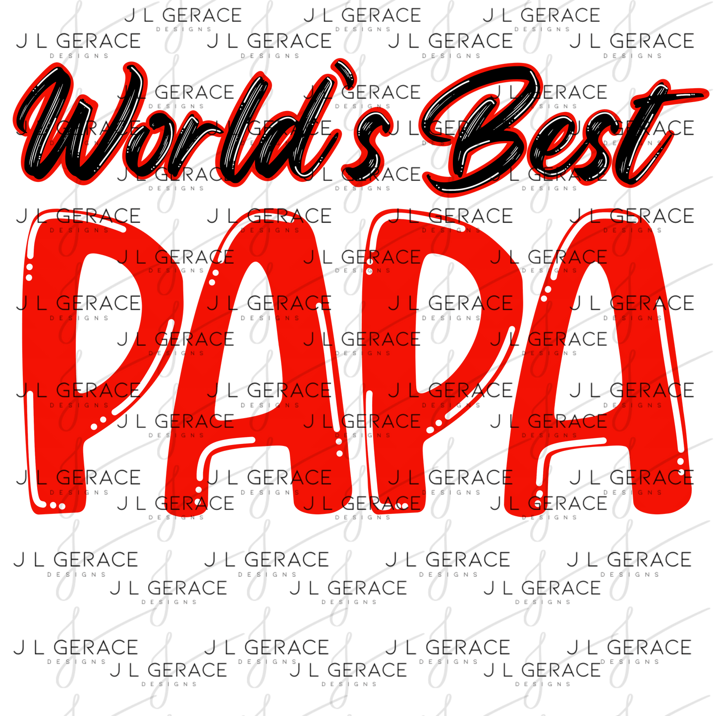 World’s Best Papa PNG – Red Glossy Typography Design
