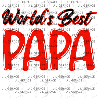 World’s Best Papa PNG – Red Glossy Typography Design