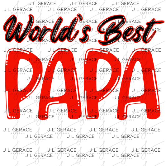 World’s Best Papa PNG – Red Glossy Typography Design