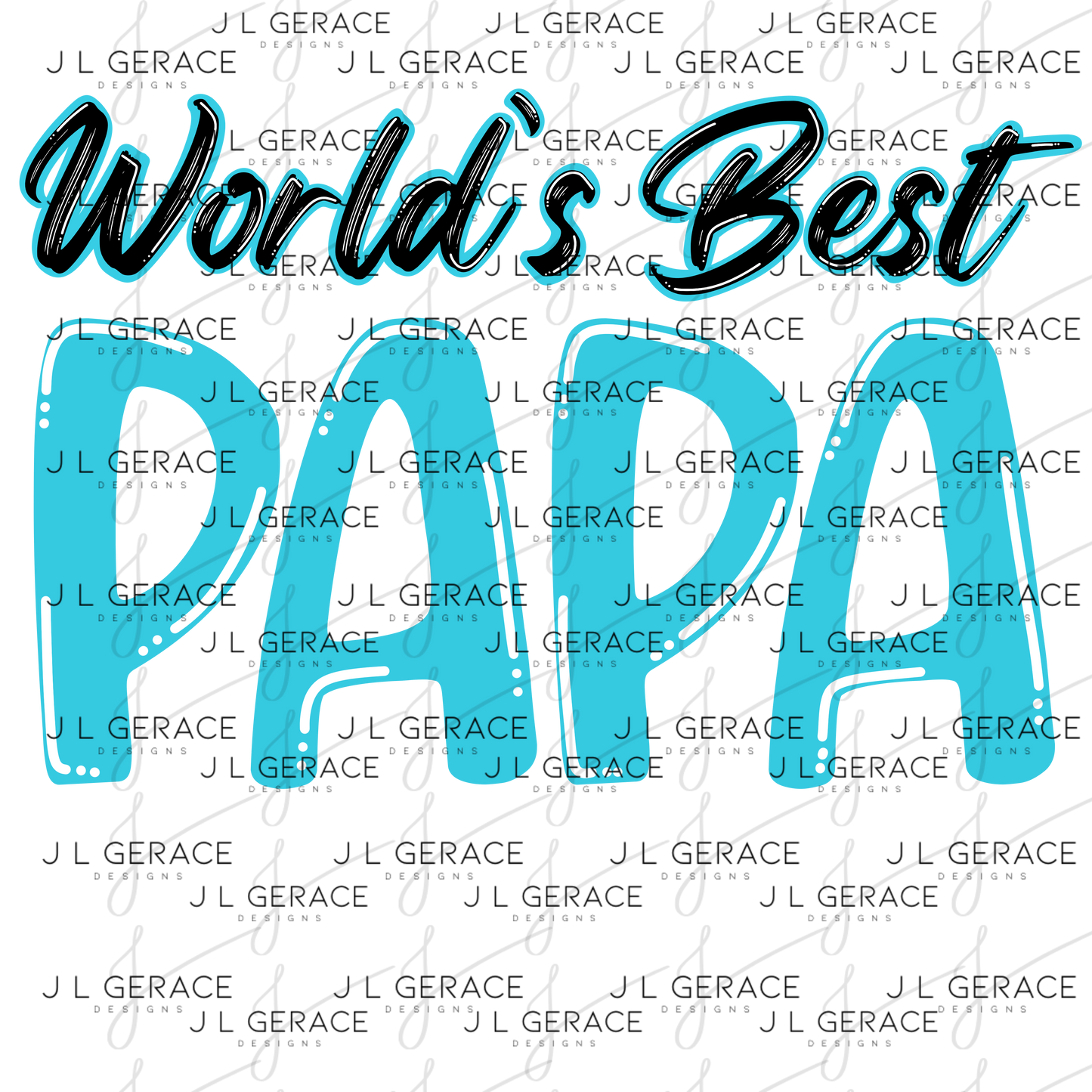 World’s Best Papa PNG – Teal Glossy Typography Design