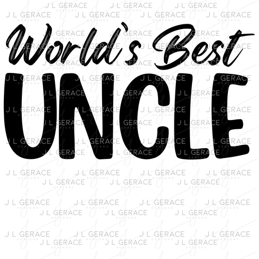 Worlds Best Uncle PNG – Black Glossy Typography Sublimation Design