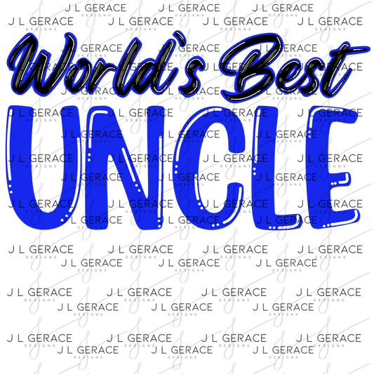 World’s Best Uncle PNG – Blue Glossy Typography Quote Design