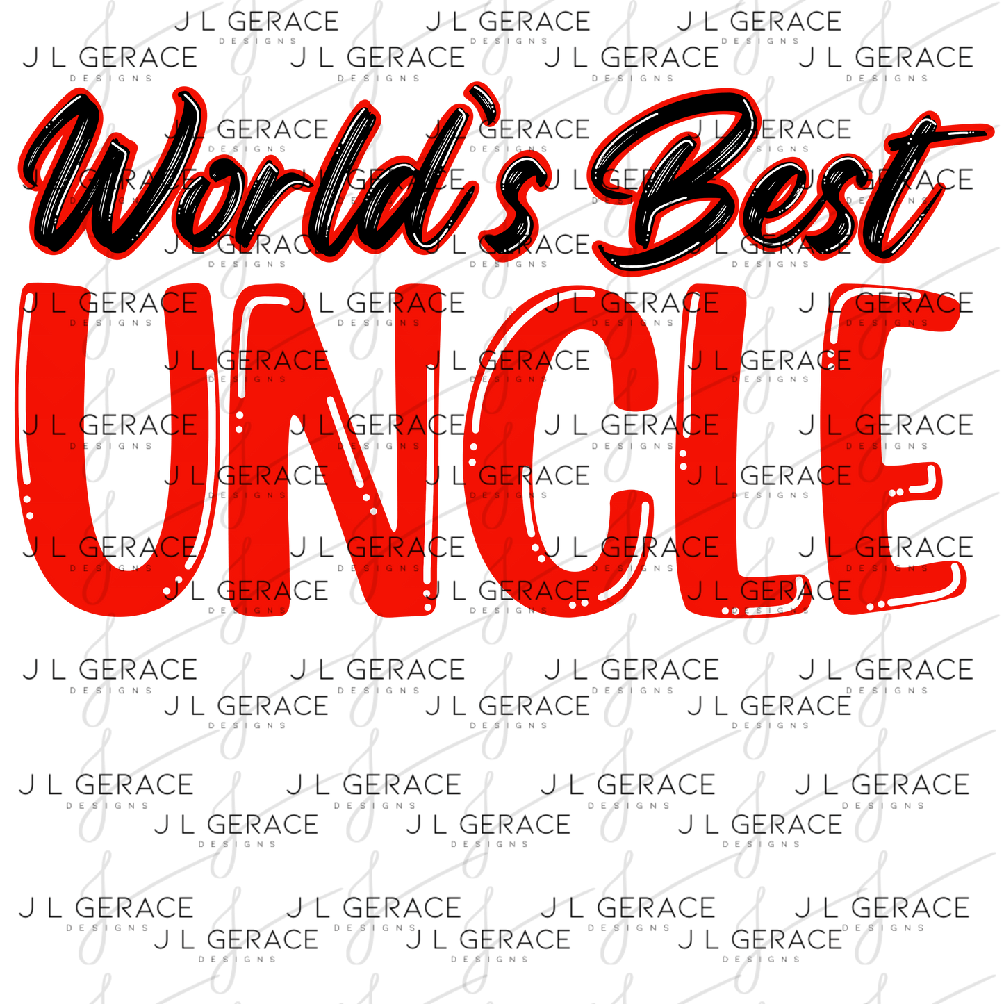 Worlds Best Uncle PNG – Red Glossy Typography Sublimation Design