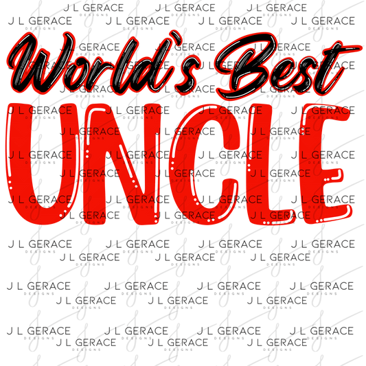 Worlds Best Uncle PNG – Red Glossy Typography Sublimation Design