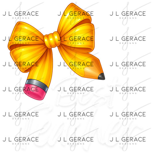 Yellow Pencil Bow PNG – Best Teacher Clipart